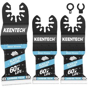 KEENTECH Black Ice Oscillating Tool Blades with Extended Lifespan & Enhanced Precision for Hard Metal Cutting, Carbide Multitool Blades with Better Heat Resistance for Nails, Bolts Screws, 3Packs
