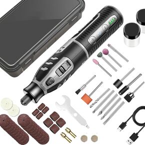 Cordless Rotary Tool Kit, 8V Cordless Die Grinder 65pcs Accessories, 32000RPM 6-Speed Multi Power Carving Tools, 2.0Ah Rechargeable Battery, for Sanding, Polishing, Engraving, Drilling, Cutting, DIY