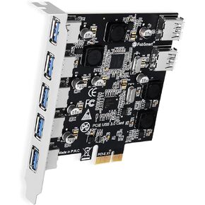 7X 5Gbps USB-A Ports PCIE USB 3.0 Expansion Card for Windows 11, 10, 8.x, 7, Vista, XP Desktop PCs, Built in FebSmart Self-Powered Technology, No Need Additional Power Supply (FS-U7L-Pro)