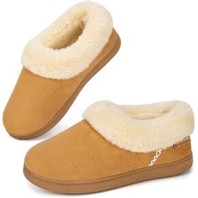 Everfoams Women's Faux Fur Bootie Slippers Ladies House Shoes مع رغوة ذاكرة غرفة نوم ورغوة مطاطية داخلية في الهواء الطلق