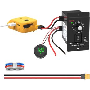 for Power Wheel Adapter Compatible with Dewalt 20V Battery - Low Voltage Protection, USB-A/C, XT60 Ports, Speed Controller, Voltage Display, and Wire Connector Kit for DIY Projects