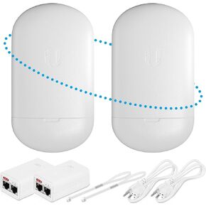 Wireless Bridge LOCOM5 Pre-Configured Bundle of 2, Ubiquiti AirMax NanoStation Point to Point Wi-Fi Bridge Outdoor, Plug and Play 150+ Mbps, 5 GHz, 15+ km Link Range (2 Pack)
