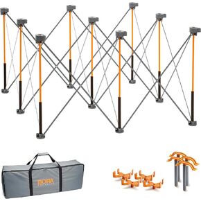 BORA Centipede CK12S 30 inch height Portable Work Stand, Includes 4 X-Cups, 4 Quick Clamps, Carry Bag, Portable Work Support Sawhorse, 4Ft x 6Ft, 30 inch work height, 4500lb weight capacity