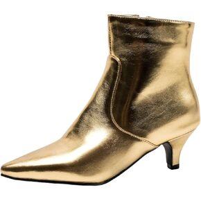 SHEMEE Fashion Womens Kitten Heels Ankle Boots Sexy Pointy Toe Booties Mid Heels Zipper Work Party Dress Shoes