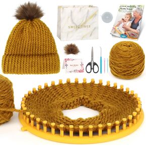 Katech Loom Knitting Kit for Beginners, Knitting Loom Kit w/Easy to Follow Instructions Learn to Knit Hat w/Hat Loom-Knitting for Beginners Kit-Crafts for Girls Teens Adults-Fantastic DIY Gifts (D)