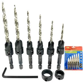 Adjustable Wood Countersink Drill Bit Set 5 Pc #4#6#8#10#12 Tapered Drill Bit for Woodworking