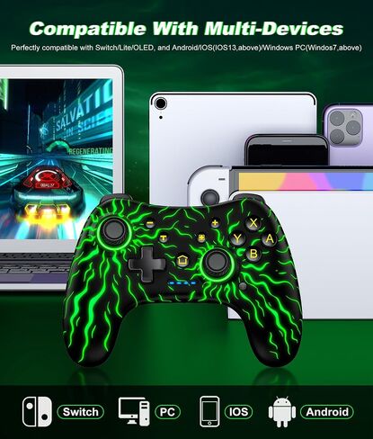 Switch Controller, Wireless Switch Controller Compatible with Switch Controller/Switch Lite/OLED, Wireless Switch Controllers Work with iOS/Android/PC with RGB Light, Programmable, TURBO & Wakeup in Kuwait