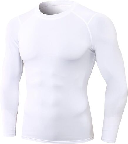 Queerier Men's Compression Shirts Long Sleeve Athletic Workout Shirt Baselayer Sports Cool Dry Undershirts Gym Thermal Tops in Kuwait
