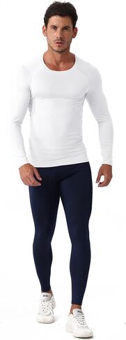 Queerier Men's Compression Shirts Long Sleeve Athletic Workout Shirt Baselayer Sports Cool Dry Undershirts Gym Thermal Tops in Kuwait