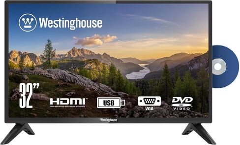 تلفزيون Westinghouse 24 بوصة مع مشغل DVD مدمج، 720p HD LED شاشة مسطحة صغيرة DVD Combo مع HDMI وUSB وأدوات تحكم أبوية، تلفزيون أو شاشة غير ذكية للمنزل أو المطبخ أو عربة التخييم RV in Saudi Arabia