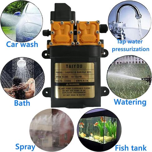 12V DC Diaphragm Fresh Water Spray Pump, 1.2 GPM (4.5 L/Min) 85 PSI, Self Priming Sprayer Pump with Pressure Switch for Caravan RV Marine Boat Lawn Car washing in Saudi Arabia