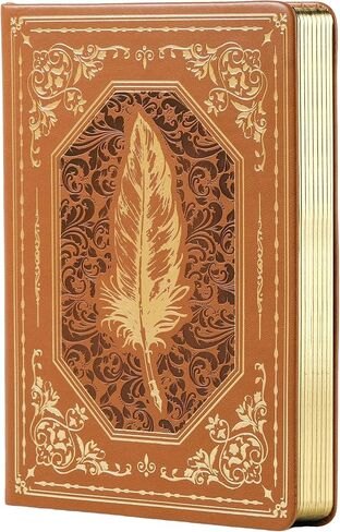 مجلة جلدية عتيقة للرجال 200 صفحة بحافة ذهبية بغلاف مقوى دفاتر يومية A5 مجلات جامعية للكتابة، 5.7 بوصة × 8.3 بوصة، أسود in Kuwait