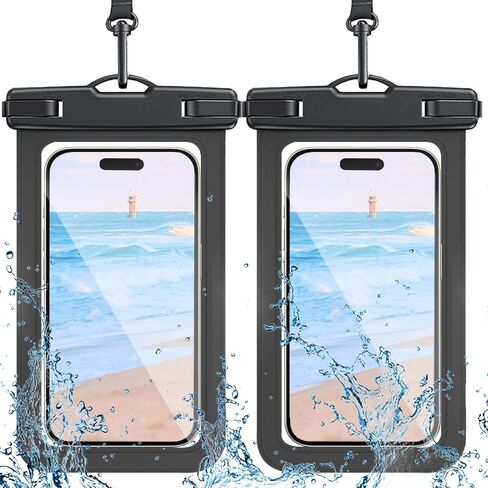 2 Pack Waterproof Phone Pouch with Adjustable Lanyard for iPhone 17 16 15 14 13 12 Pro Max, Samsung Galaxy S25/S24 up to 7.5", IPX8 Cellphone Water Proof Phone Case Dry Bags Black/Green in Saudi Arabia