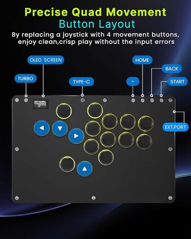 Sehawei Haute42 Arcade Stick 16Keys All-Button Gamerfinger with Turbo Functions & Custom RGB,Arcade Controller Street Fight for PC/Ps3/Ps4/Switch/Steam Game Keyboard-Supports Hot Swap & SOCD in Kuwait