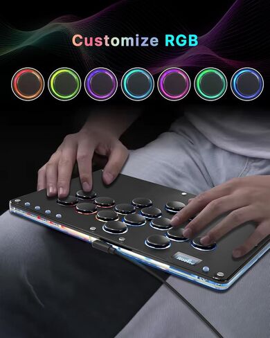 Sehawei Haute42 Arcade Stick 16Keys All-Button Gamerfinger with Turbo Functions & Custom RGB,Arcade Controller Street Fight for PC/Ps3/Ps4/Switch/Steam Game Keyboard-Supports Hot Swap & SOCD in Kuwait
