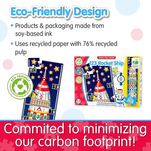 رحلة التعلم الألغاز الطويلة والطويلة - ABC كاتربيلر - 51 قطعة، لغز العلوم والتكنولوجيا والهندسة والرياضيات لمرحلة ما قبل المدرسة بطول 5 أقدام - هدايا تعليمية للأولاد والبنات من سن 3 سنوات فما فوق (434536) in Kuwait