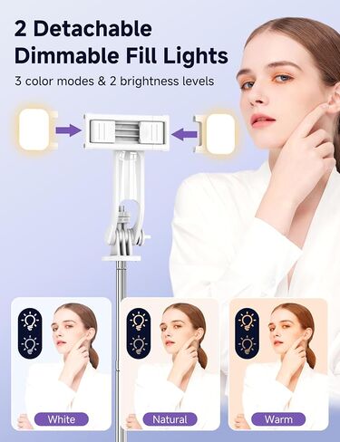 53'' Selfie Stick Tripod with Light, Extendable Selfie Stick with Remote, Portable Cell Phone Tripod Stand with All in 1 Phone Clip, Lightweight Camera Tripod Compatible with iPhone 15 14 13, Android in Saudi Arabia