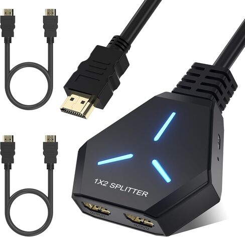 HDMI Splitter, HDMI Splitter for Dual Monitors Mirror Only, 4K HDMI Splitter 1 in 2 Out, HDMI Splitter 1 to 2 Distributor for Full HD 4K@30hz, 1080P, 3D, Compatible with Xbox, PS4, PS5, TV, Computer in Kuwait