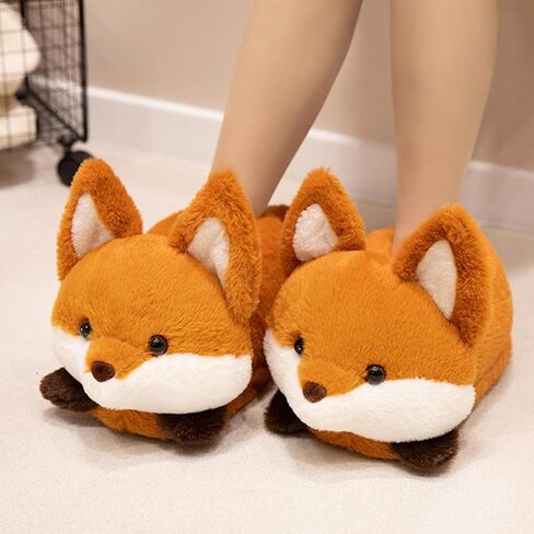 Women's Slippers Cute Wild Animal Fuzzy Plush Funny Slippers Novelty Fox Raccoon Red Panda Sloth Hedgehog Squirrel Koala Cozy Soft Winter Warm House Shoes for Indoor/Outdoor in Kuwait