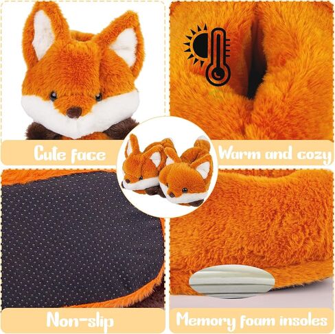 Women's Slippers Cute Wild Animal Fuzzy Plush Funny Slippers Novelty Fox Raccoon Red Panda Sloth Hedgehog Squirrel Koala Cozy Soft Winter Warm House Shoes for Indoor/Outdoor in Kuwait