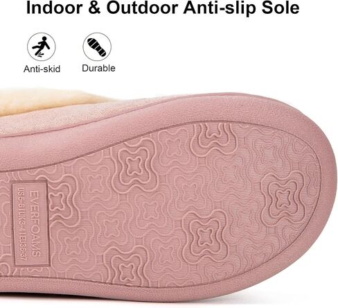 EverFoams Women's Faux Fur Bootie Slippers Ladies House Shoes with Bedroom Memory Foam and Indoor Outdoor Rubber Sole in Kuwait