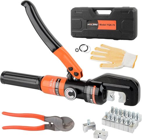 Hydraulic Crimping Tool and Wire Crimping Tool Kit, Range 12AWG-2/0AWG, 9 Pairs Of Dies For Cable Crimping Tool, Wire Rope Electrical Terminal Wire and Battery Cable Crimper(YQ/70C) in Saudi Arabia