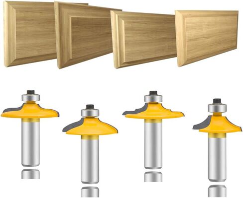 Leatbuy Door & Drailer Front Frant Router Pet Set 1/2 بوصة شانك 4 أجهزة كمبيوتر ، أدوات قطع طحن الخشب ، جهاز توجيه CNC Cnc (1/2-شادو) in Kuwait