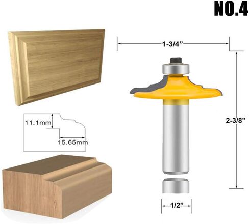 Leatbuy Door & Drailer Front Frant Router Pet Set 1/2 بوصة شانك 4 أجهزة كمبيوتر ، أدوات قطع طحن الخشب ، جهاز توجيه CNC Cnc (1/2-شادو) in Kuwait