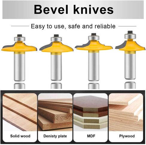 Leatbuy Door & Drailer Front Frant Router Pet Set 1/2 بوصة شانك 4 أجهزة كمبيوتر ، أدوات قطع طحن الخشب ، جهاز توجيه CNC Cnc (1/2-شادو) in Kuwait
