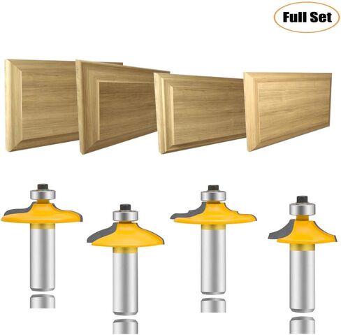 Leatbuy Door & Drailer Front Frant Router Pet Set 1/2 بوصة شانك 4 أجهزة كمبيوتر ، أدوات قطع طحن الخشب ، جهاز توجيه CNC Cnc (1/2-شادو) in Kuwait