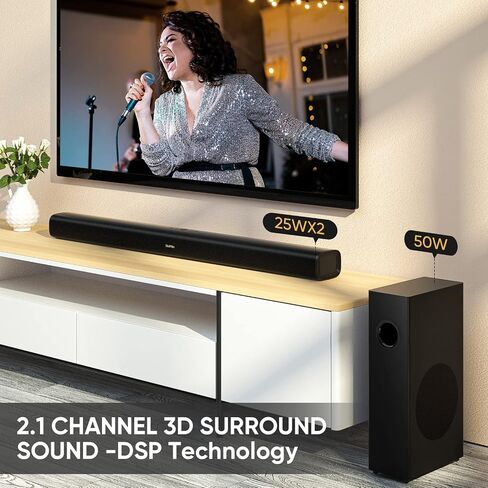 Saiyin Sound Bars for TV, 24 Inches Sound Bar with HDMI(ARC), Optical, AUX and Bluetooth Inputs, Soundbar for TV and Surround Sound System in Saudi Arabia
