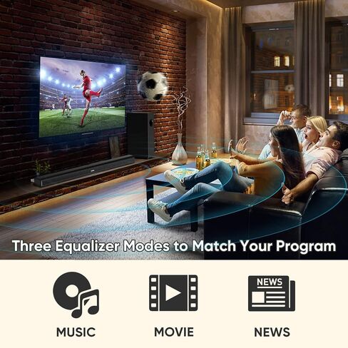 Saiyin Sound Bars for TV, 24 Inches Sound Bar with HDMI(ARC), Optical, AUX and Bluetooth Inputs, Soundbar for TV and Surround Sound System in Saudi Arabia