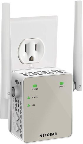 موسع نطاق WiFi 5 ثنائي النطاق من NETGEAR (EX6170) - تغطية تصل إلى 1500 قدم مربع، 25 جهازًا مع AC1200 (سرعة تصل إلى 1200 ميجا بت في الثانية) - معزز الإشارة اللاسلكية ومكرر - تصميم مدمج لقابس الحائط - أبيض in Kuwait