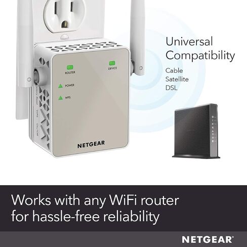 موسع نطاق WiFi 5 ثنائي النطاق من NETGEAR (EX6170) - تغطية تصل إلى 1500 قدم مربع، 25 جهازًا مع AC1200 (سرعة تصل إلى 1200 ميجا بت في الثانية) - معزز الإشارة اللاسلكية ومكرر - تصميم مدمج لقابس الحائط - أبيض in Kuwait