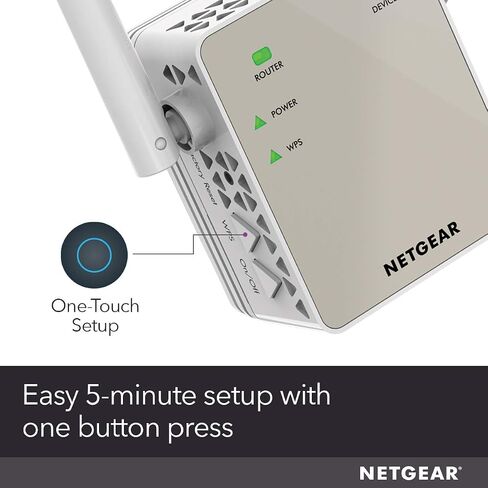 موسع نطاق WiFi 5 ثنائي النطاق من NETGEAR (EX6170) - تغطية تصل إلى 1500 قدم مربع، 25 جهازًا مع AC1200 (سرعة تصل إلى 1200 ميجا بت في الثانية) - معزز الإشارة اللاسلكية ومكرر - تصميم مدمج لقابس الحائط - أبيض in Kuwait
