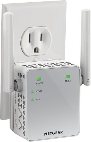 موسع نطاق WiFi 5 ثنائي النطاق من NETGEAR (EX6170) - تغطية تصل إلى 1500 قدم مربع، 25 جهازًا مع AC1200 (سرعة تصل إلى 1200 ميجا بت في الثانية) - معزز الإشارة اللاسلكية ومكرر - تصميم مدمج لقابس الحائط - أبيض in Kuwait