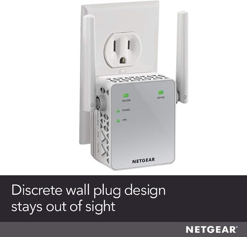 موسع نطاق WiFi 5 ثنائي النطاق من NETGEAR (EX6170) - تغطية تصل إلى 1500 قدم مربع، 25 جهازًا مع AC1200 (سرعة تصل إلى 1200 ميجا بت في الثانية) - معزز الإشارة اللاسلكية ومكرر - تصميم مدمج لقابس الحائط - أبيض in Kuwait