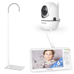 HelloBaby Baby Monitor with Floor Stand, World First 6'' IPS Screen Baby Camera Monitor, No WiFi and 30-Hour Battery Life, 178° Wide Viewing Angle, Baby Monitor with Camera and Audio