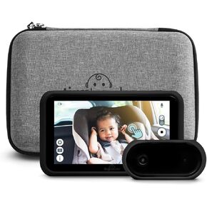 Tiny Traveler Baby Monitor Portable Baby Car Camera with Add-On Camera & Travel Kit, Night Vision HD 720p 5" Touchscreen, Battery Powered, Split-Screen, Travel Pouch Included - Black