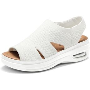 Mysoft Womens مريحة المشي المشي تنزلق على وسادة الهواء Slingback Open Toe منصة الصيف الأحذية