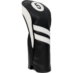 ProActive Sports | Vintage Golf Club Head Covers | for Drivers, Fairway Woods, and Hybrids | Classy Headcovers That Fit Most Clubs | Classic Leather Look | 5-Wood Headcover | Black/White