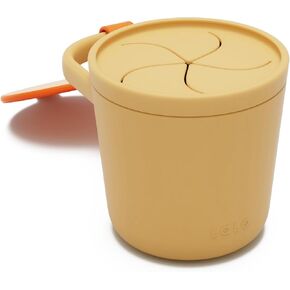 Lalo Snack Cup-أكواب وجبة خفيفة من السيليكون الخالية من الفوضى للأطفال الصغار والرضع مع غطاء قابلة للفصل ، وحاويات وجبات خالية من BPA ، وتلائم معظم حاملي كوب المقعد ، وآمنة غسالة الأطباق ، و Citrus Peel