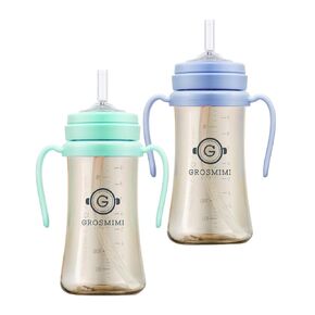 GROSMIMI PPSU Spill Proof Magic Sippy Cup 10 oz Bundle (Skyblue,Aquagreen) 2 Pack
