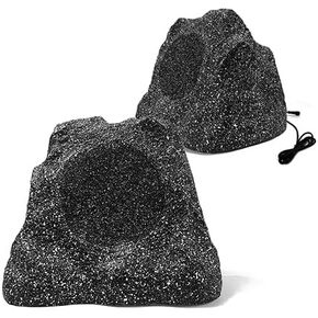 Herdio 6.5" Outdoor Rock Bluetooth Speakers Waterproof 400 Watt Resin Material All Weather for Deck Pool Backyard Patio Garden BBQ (1 Pair)