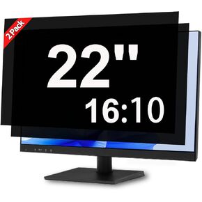 22 Inch Privacy Screen for Monitor for Widescreen Monitor - Anti Glare - Blue Light Filter - Anti-Scratch Protector with 16:10 Aspect ratio (2 PACK)