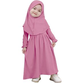 IWEMEK 2PCS Newborn Baby Girls Muslim Abaya Prayer Dress with Hijab Islamic Middle East Arab Dubai Robe Ramadan Eid Clothes in Saudi Arabia