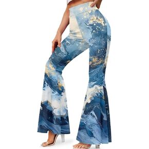 Bulopur النساء عالية الخصر اليوغا مضيئة السراويل Bootcut طماق السراويل تجريب السراويل واسعة الساق Sweatpants