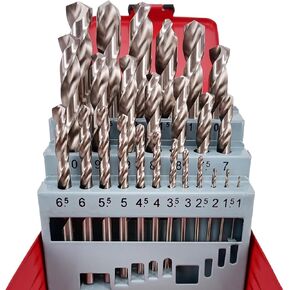 Hymnorq Metric Twist Drill Bits Set of 25pcs in Metal Case, 1mm to 13mm by 0.5mm Increment, Ground HSS with Split Point and Round Shank, for General Drilling in Wood Plastic Aluminum Soft Metal Sheet