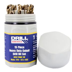Drill America - DWD29J-CO-PC مجموعة لقم مثقاب كوبالت M35 مكونة من 29 قطعة في علبة دائرية (1/16 بوصة - 1/2 بوصة × 64ths)، سلسلة DWDCO & Tap Magic 30004P ProTap سائل القطع، 4 أونصة. مقاس
