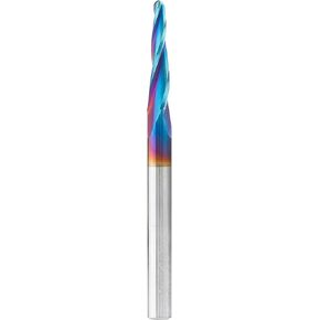 Amana Tool 46286-K Carbide Up Cut Spiral CNC Router Bits for Plastic, Wood 2D/3D Carving 3.6 Deg Tapered Angle Ball Tip 1/8 D x 1/16 R x 1 x 1/4 Shank 3 Flute, Spektra Tool Life Coated